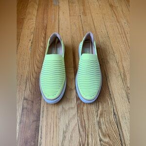 NEW UGG women’s shoes size 7.5 slip on yellow mesh stripes casual flats.